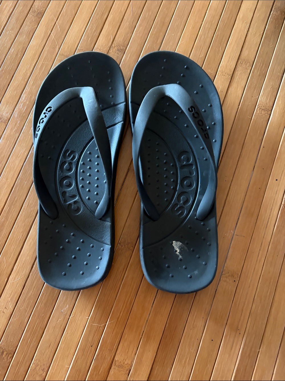 CROCS Black Textured Foam Flip Flops
